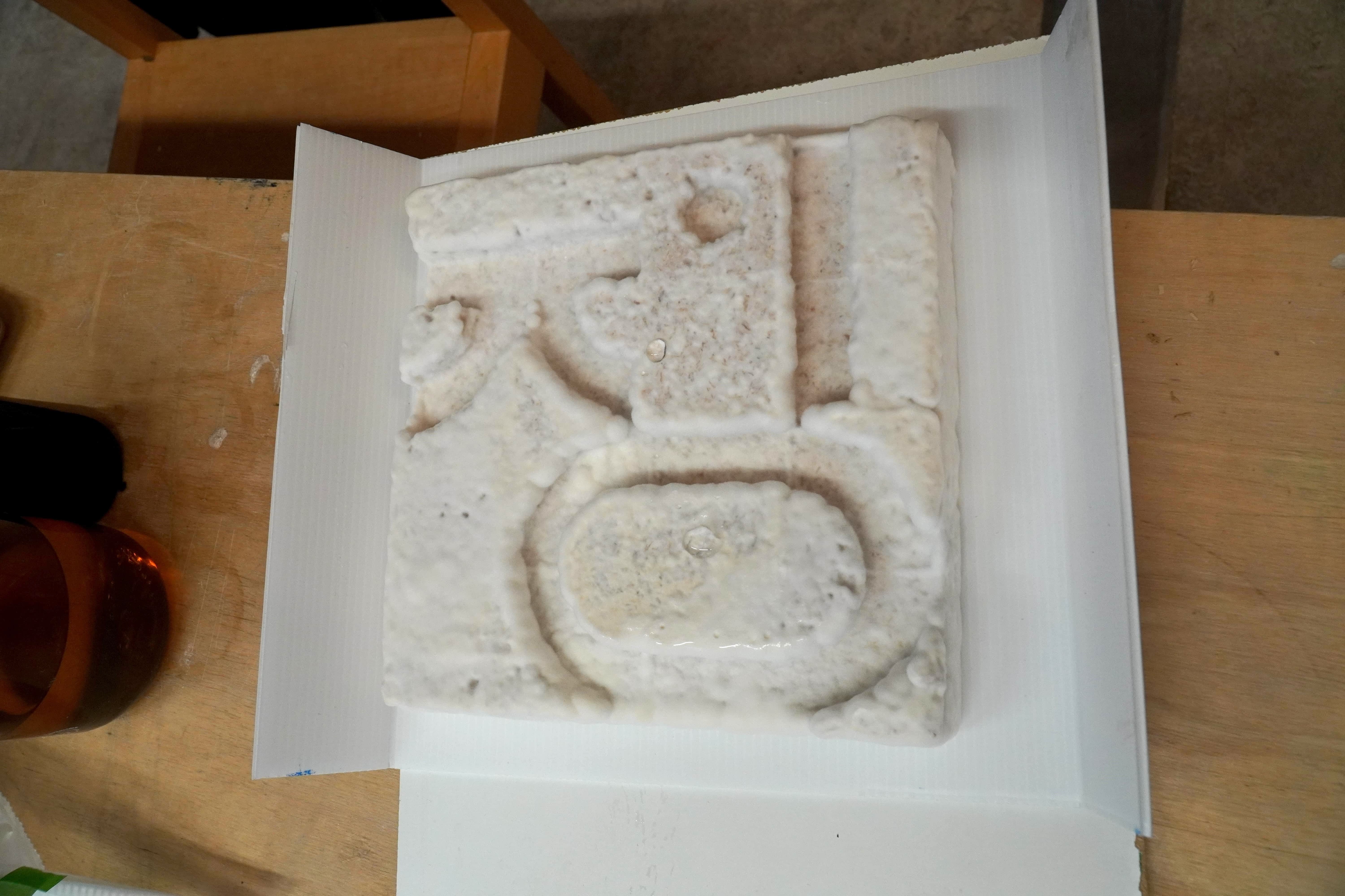 Mycelium grown for two weeks after the initial design and moulding.