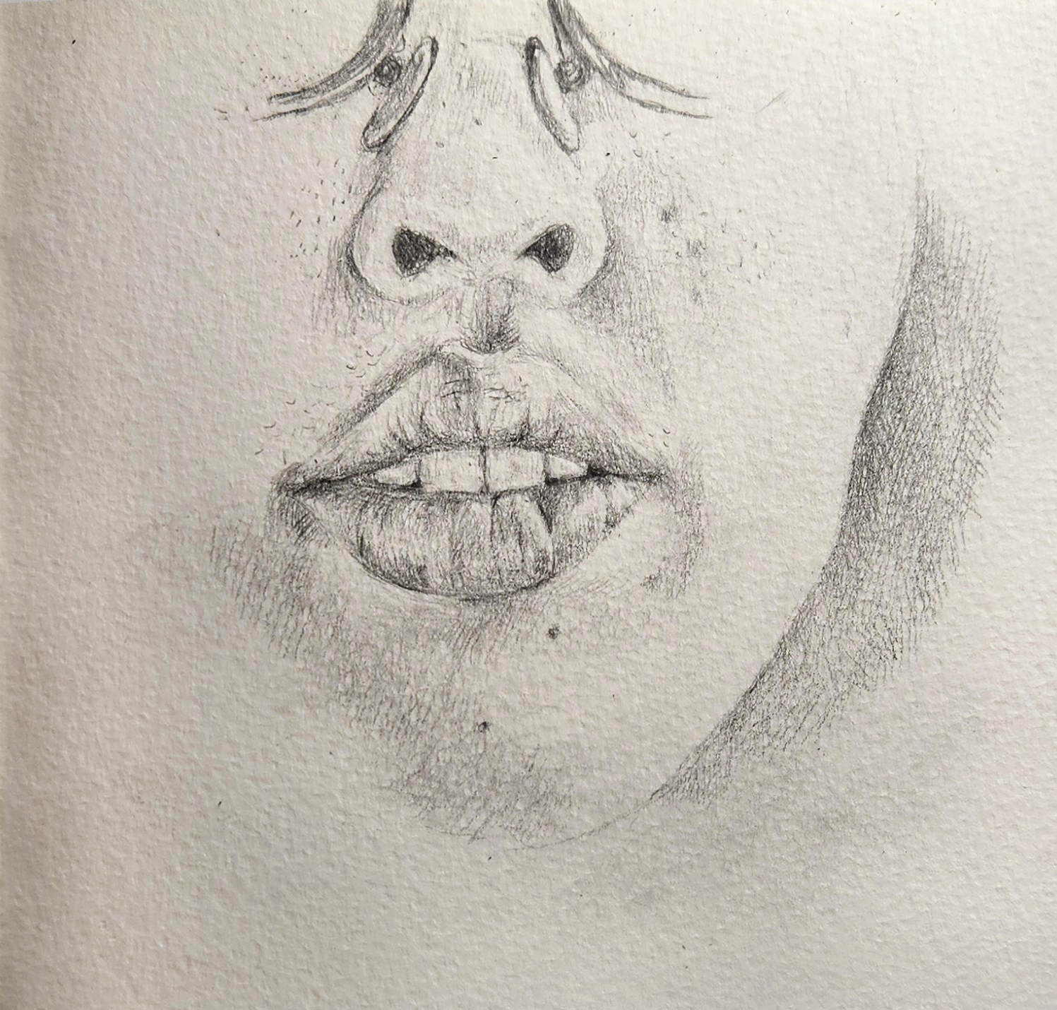 Drawing of a lopsided face